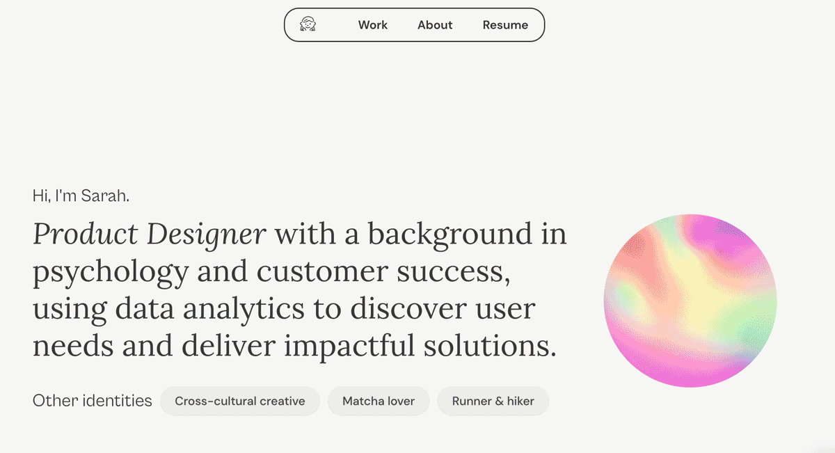 This is a GIF of a UX design portfolio.