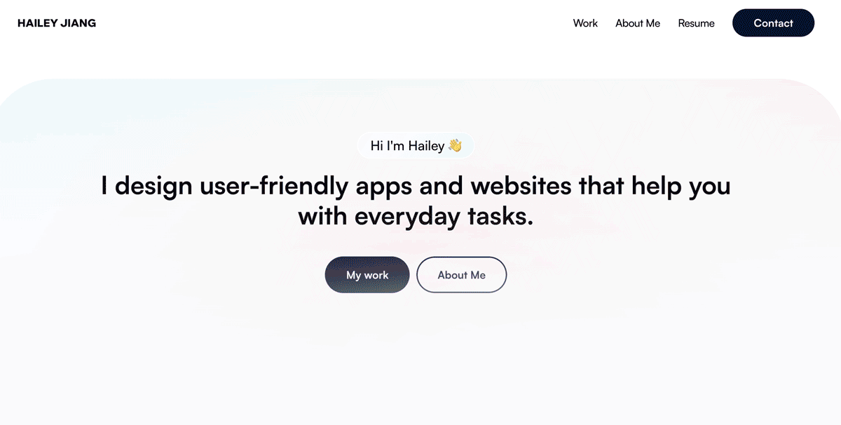 GIF of a UX design portfolio.