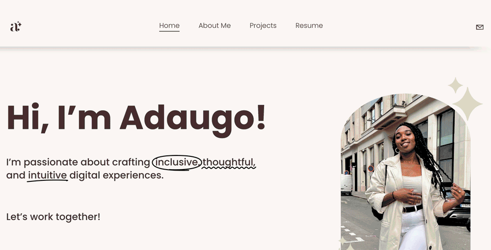 GIF of a UX design portfolio.
