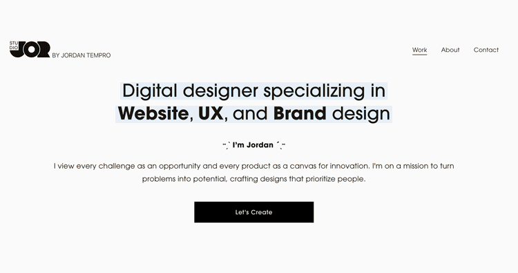 This is a GIF of a UX design portfolio.