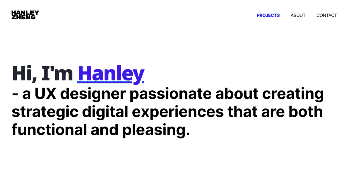GIF of a UX design portfolio.