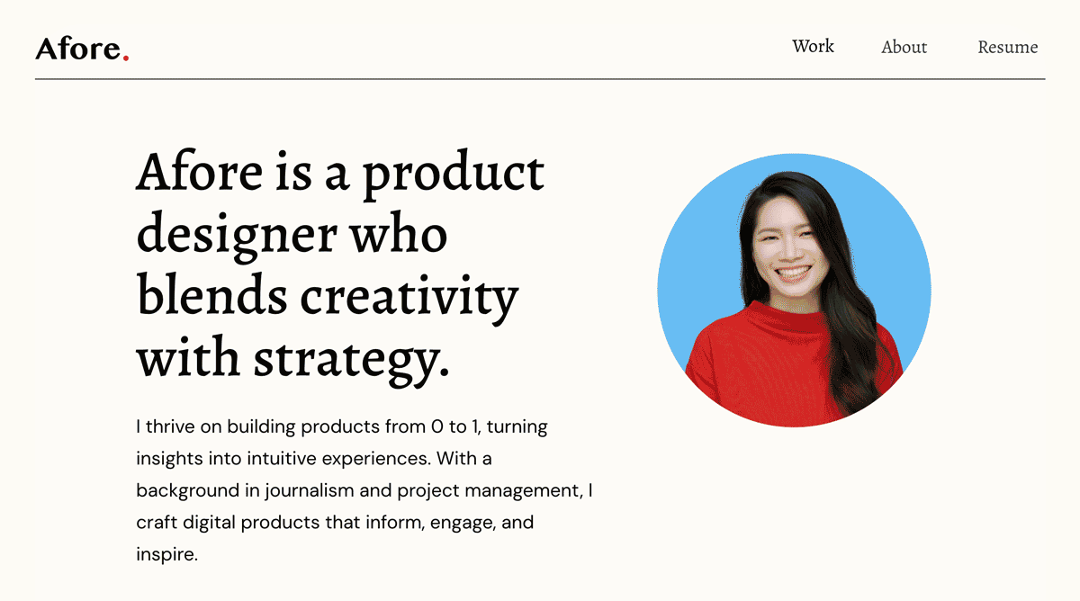 This is a GIF of a UX design portfolio.