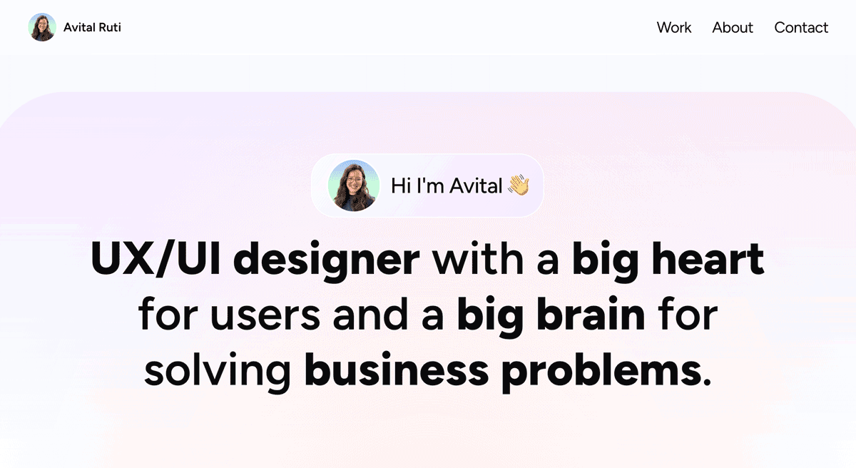 GIF of a UX design portfolio