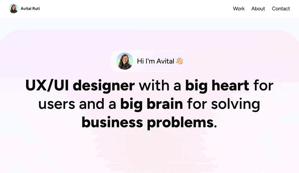 GIF of a UX design portfolio. 