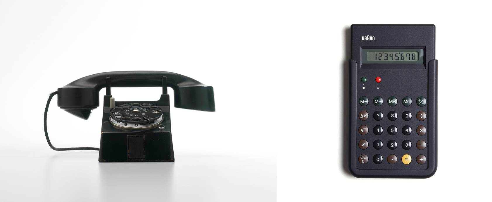 Marcel Breuer's Bauhaus telephone, and Dietrich Lubs' calculator for Braun
