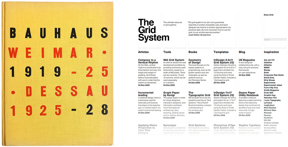 Bauhaus catalogue design and the grid in web design