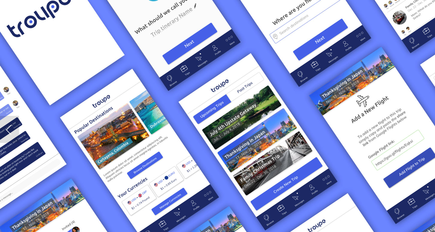 Mobile screens of a travel website.