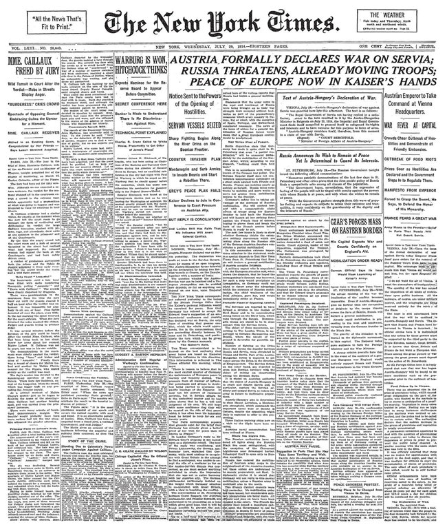 A picture of the New York Times newspaper from 1914