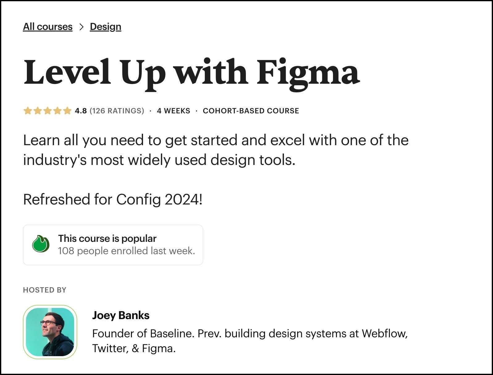 Screenshot of landing page for Level Up with Figma. 