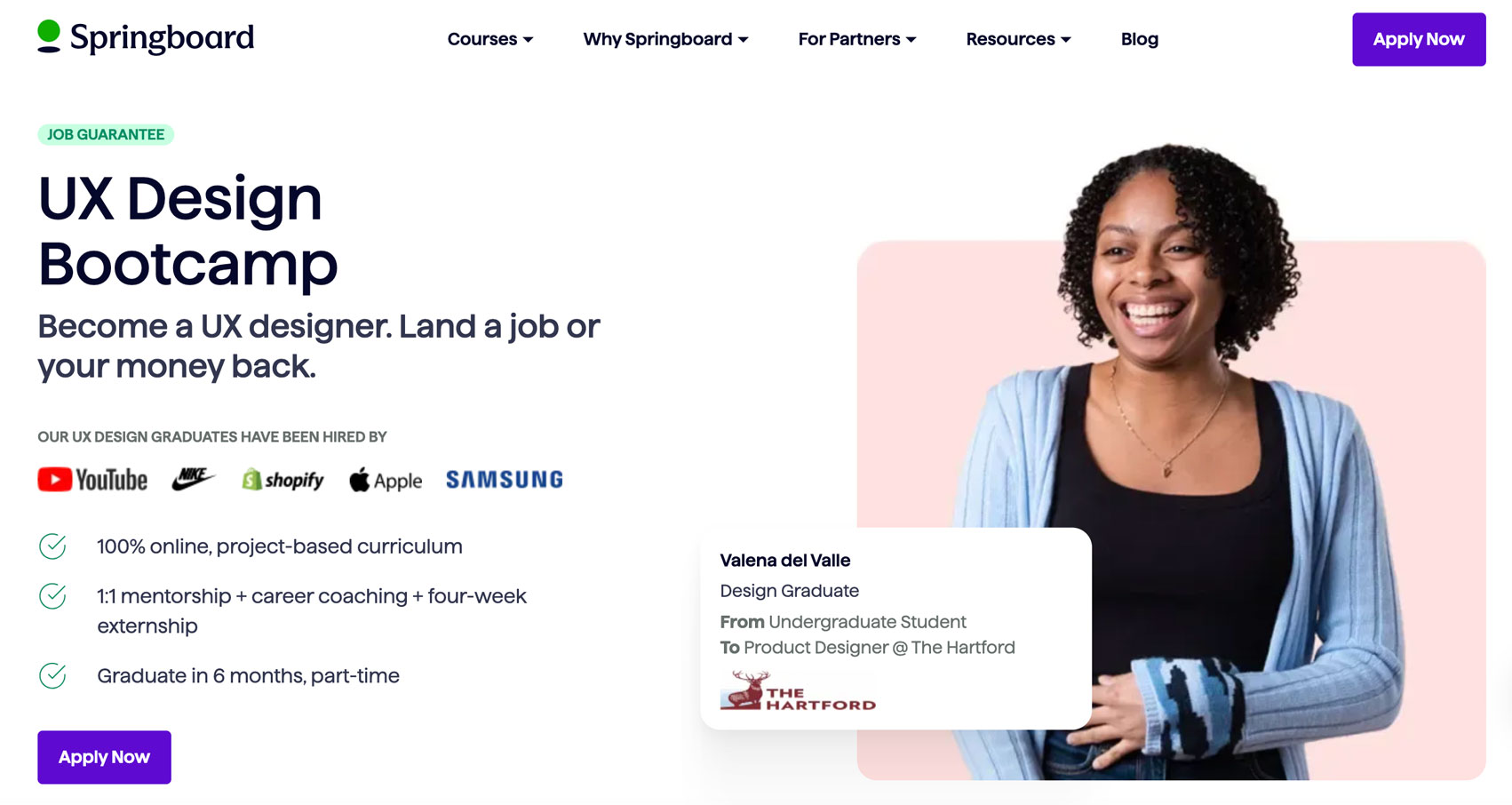 Landing page for Springboard's UX program.