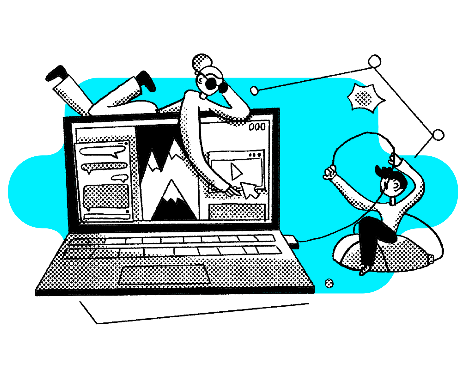 Illustration of stylized UX elements