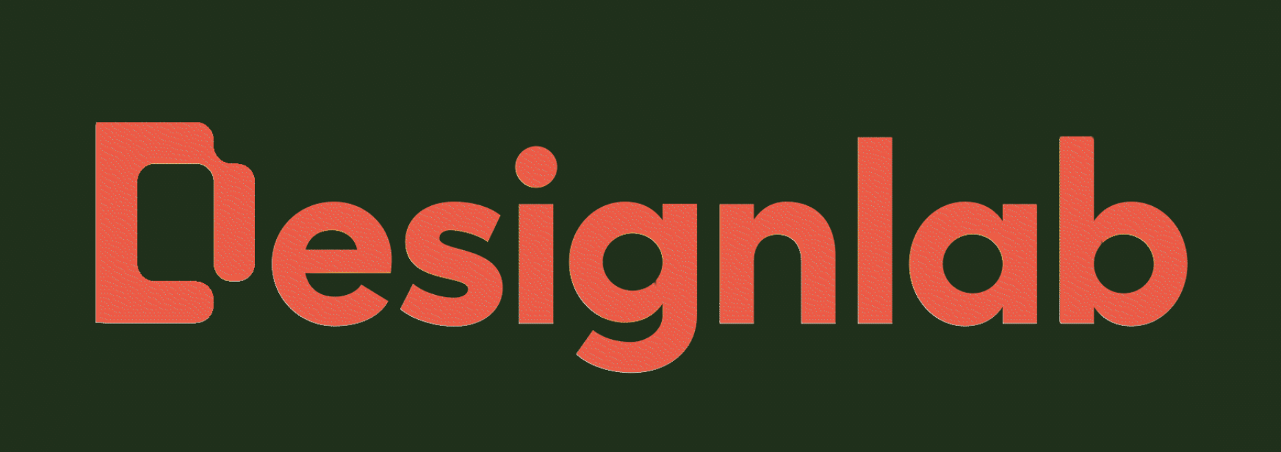 New Designlab logo in orange on green background