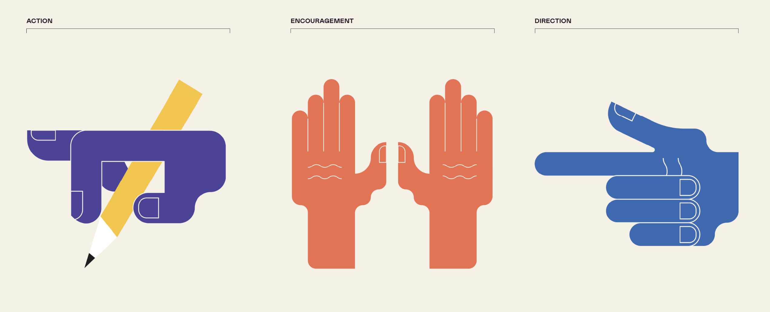 "Helping hands" illustrations for the new brand