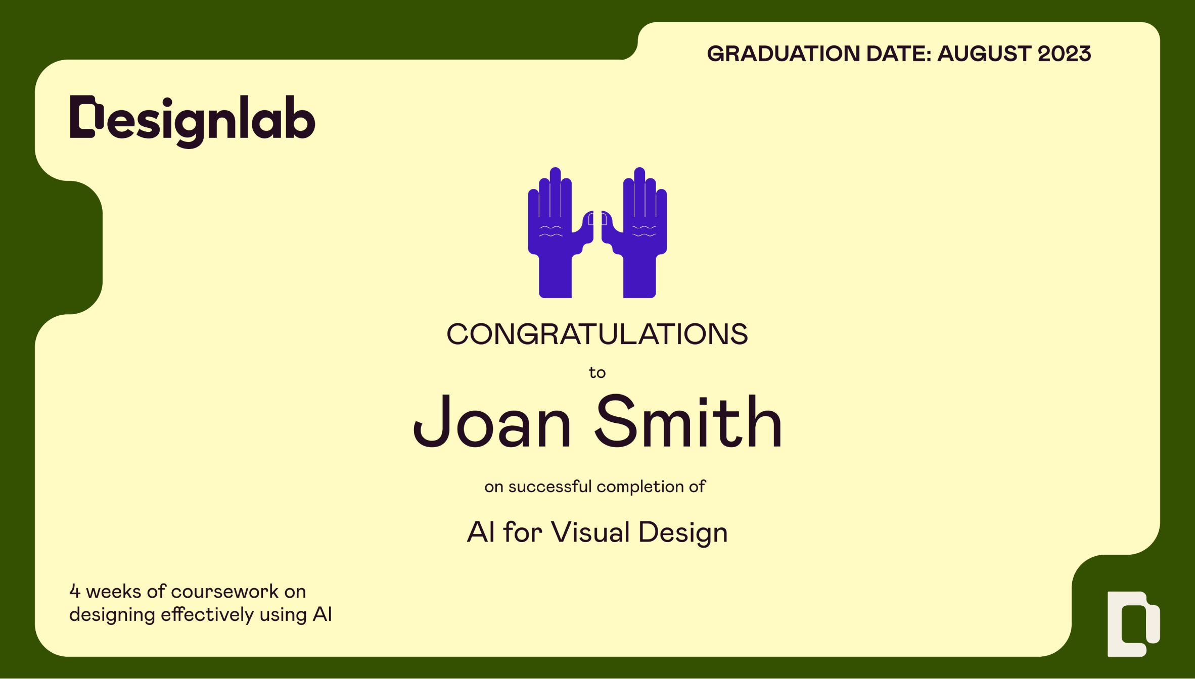 Demo of course certificate