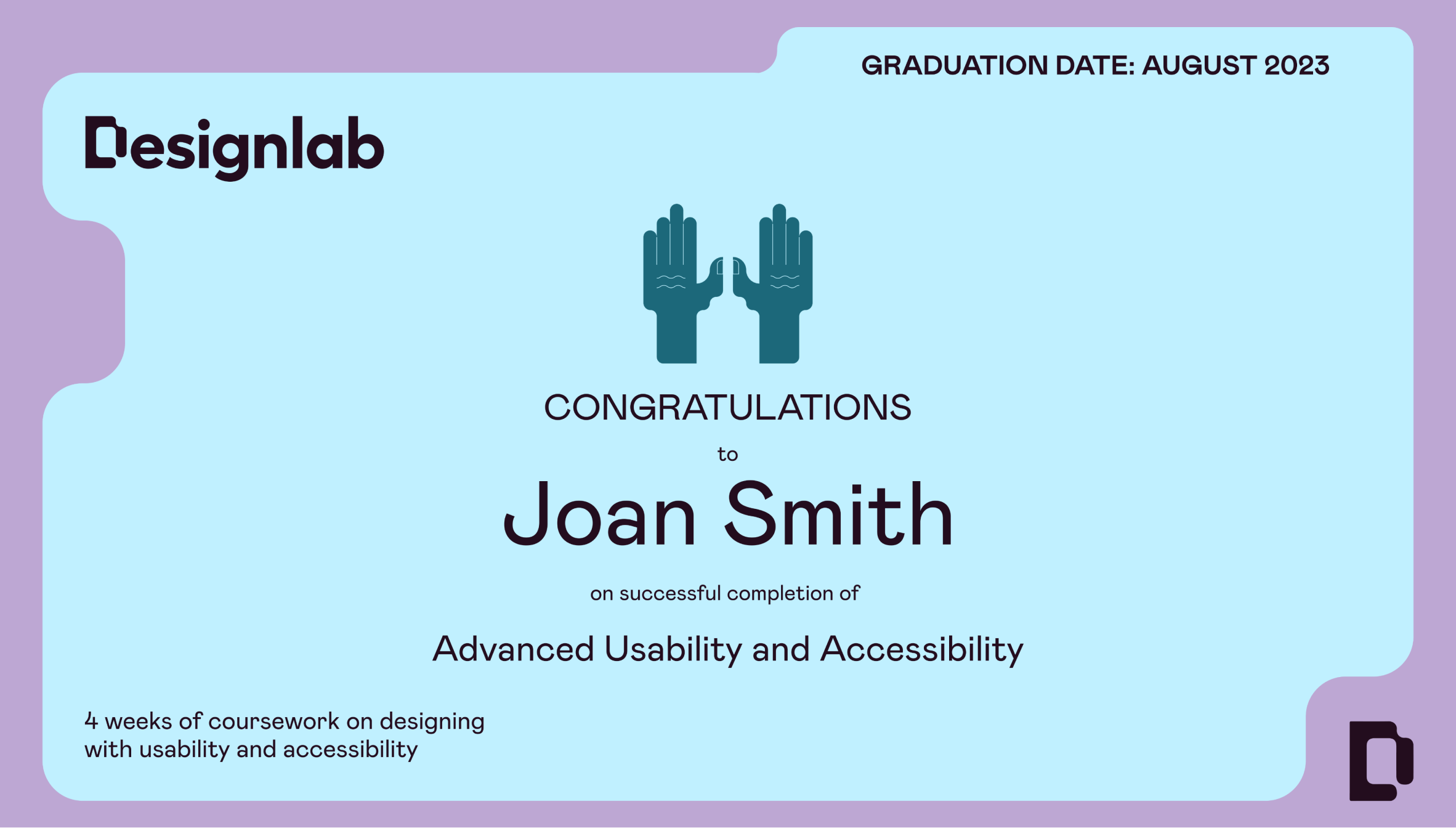 Demo of course certificate