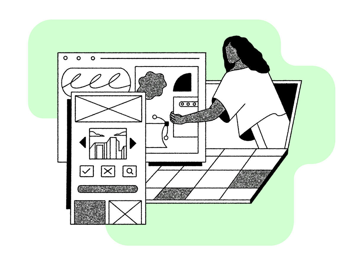 Illustration of person climbing a UX hill