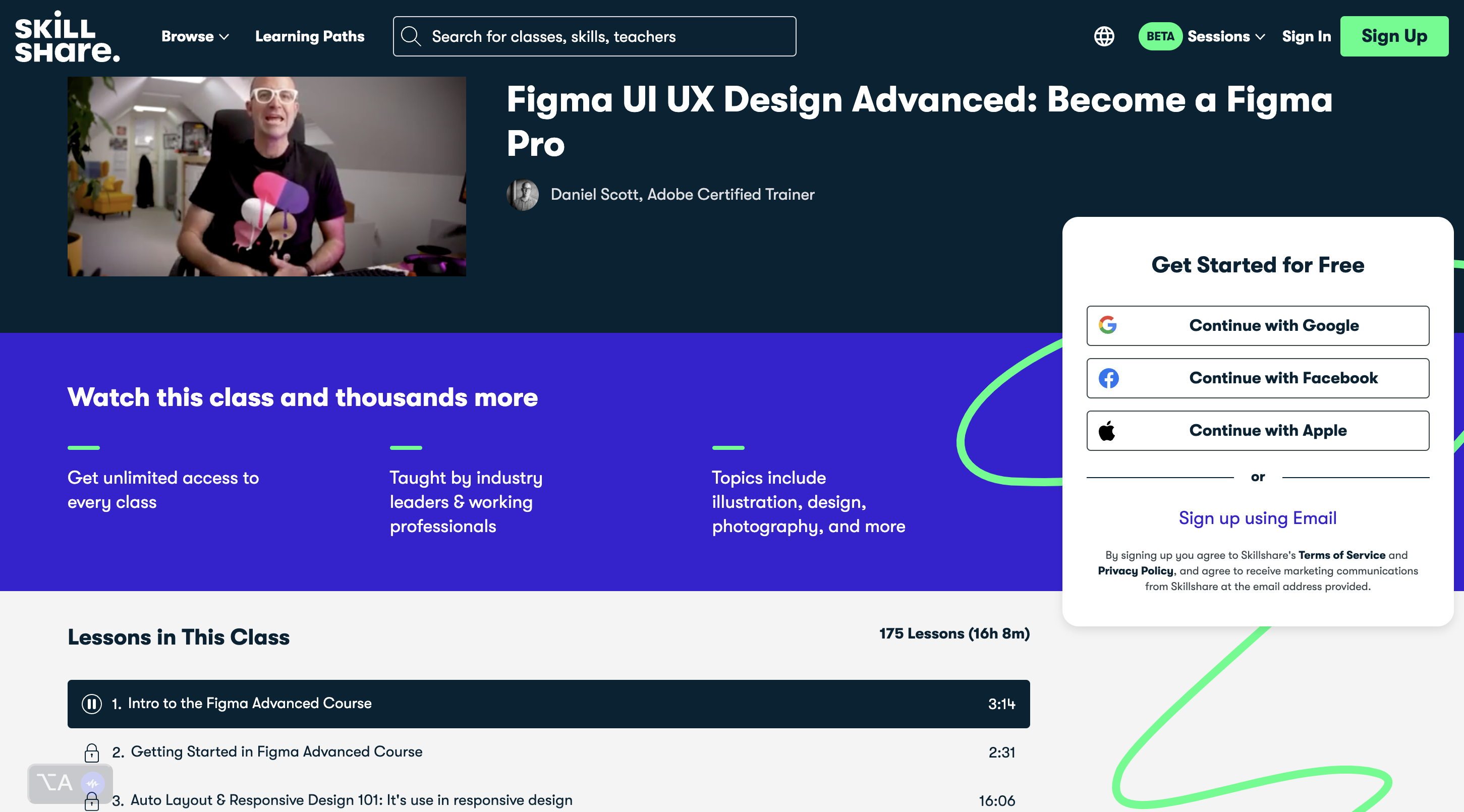Figma UI/UX Design Advanced course page