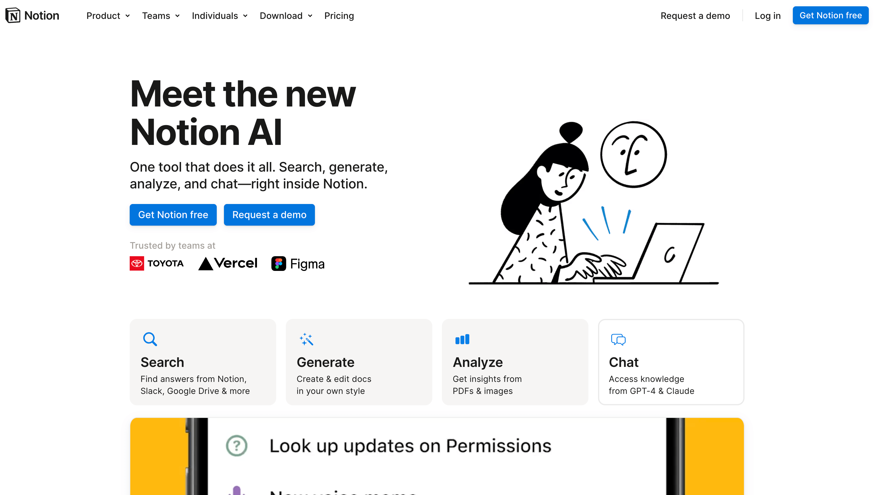 Notion AI homepage