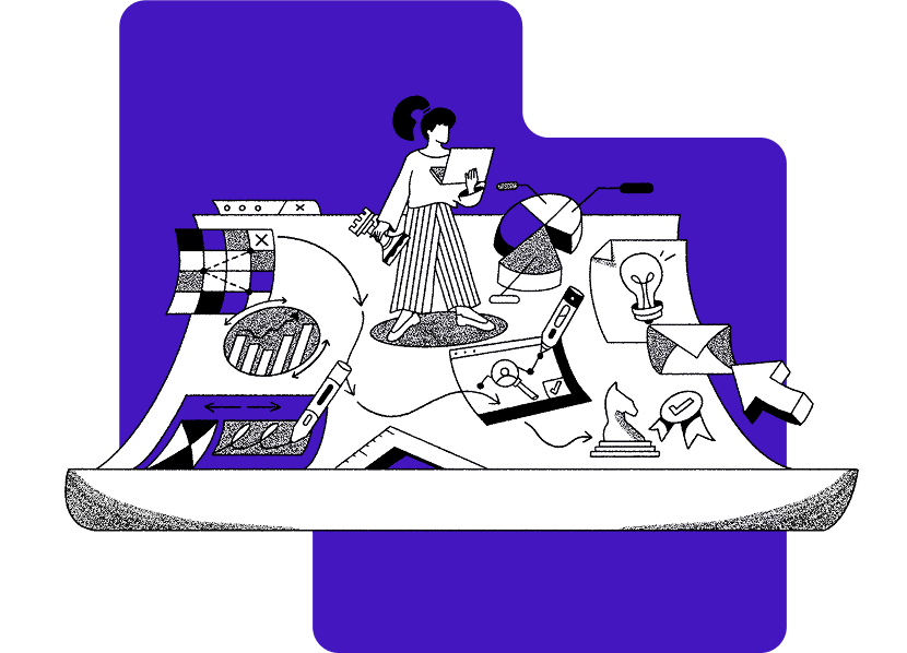 Illustration of person climbing a UX hill