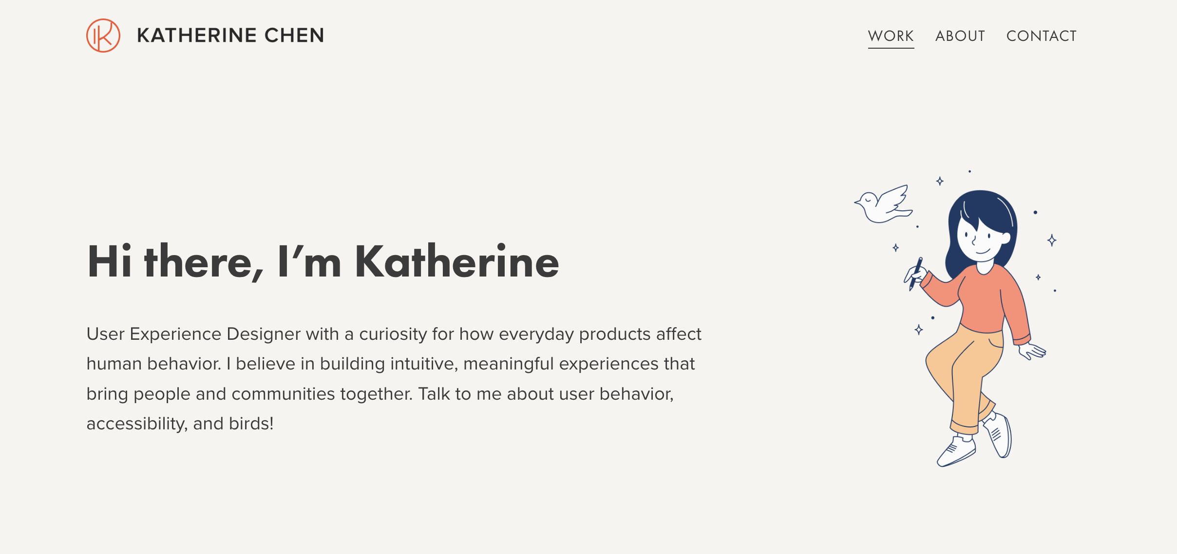 UX design portfolio website of Katherine Chen